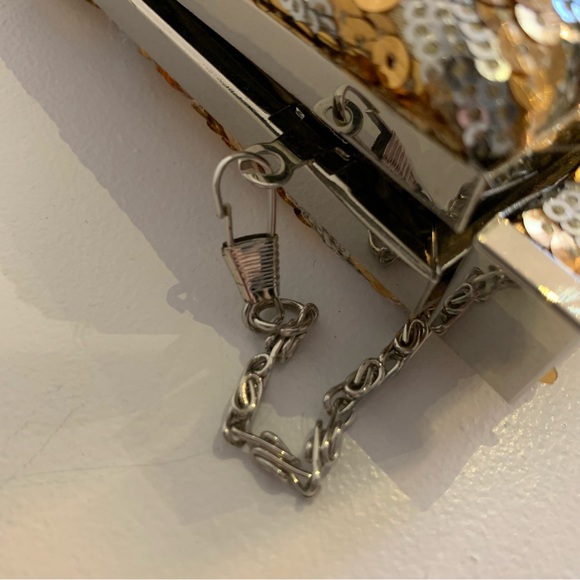 Costa Blanca X Gold and Silver Sequinned Clutch - Picture 8 of 12